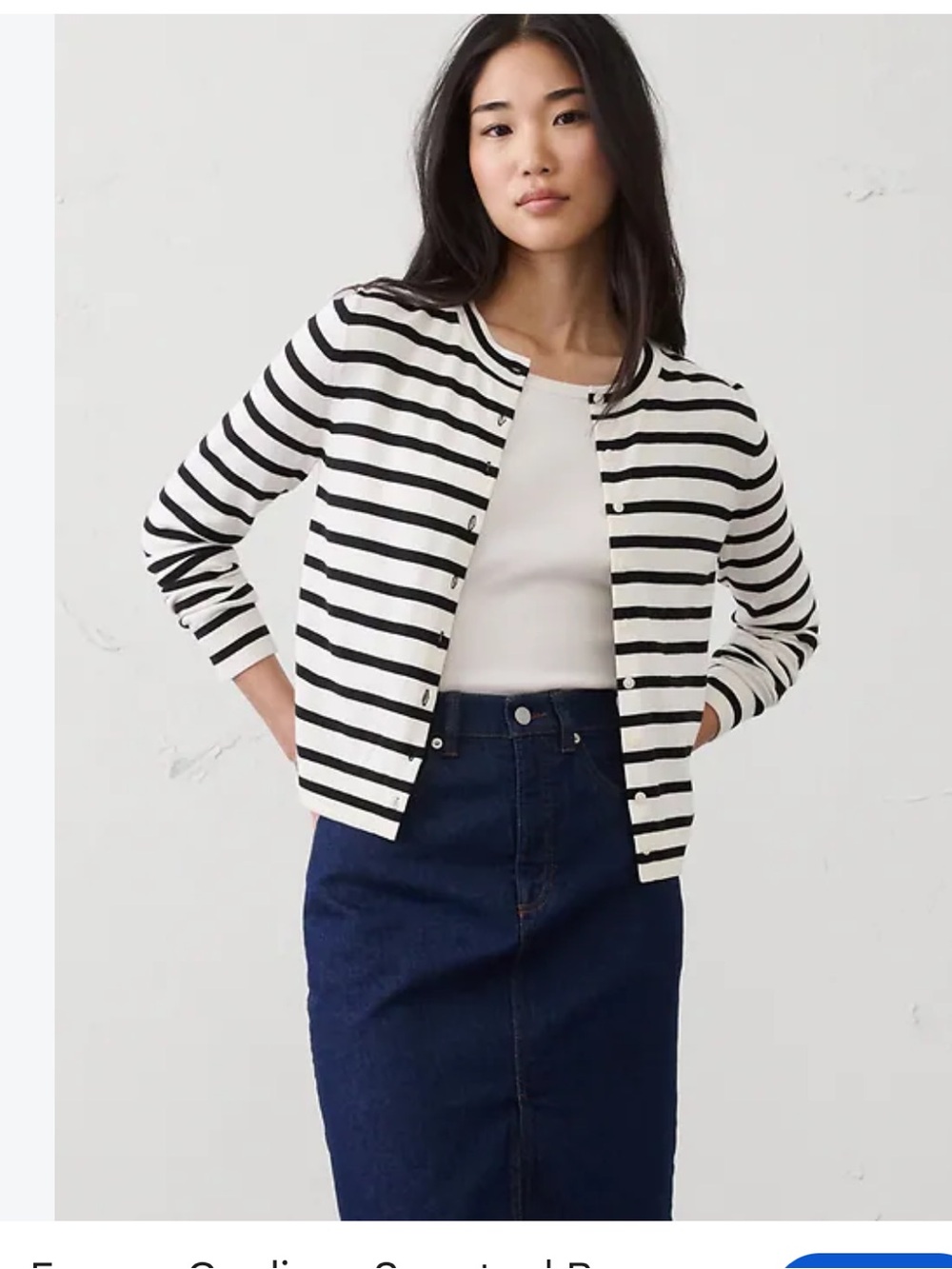 Banana Republic Striped Black & White Crewneck Forever Cardigan Sz XS